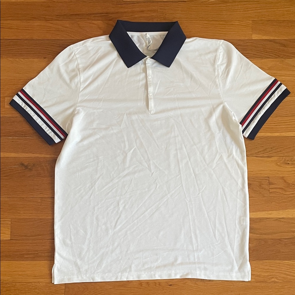 Fila White Polo with Navy and Red Stripes